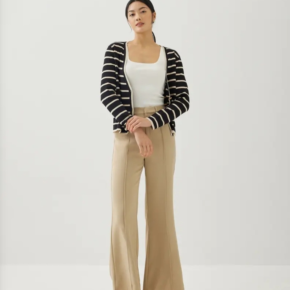 NWT LOVE BONITO Black/Cream Monita Striped Knit Cardigan (Size: M/6)